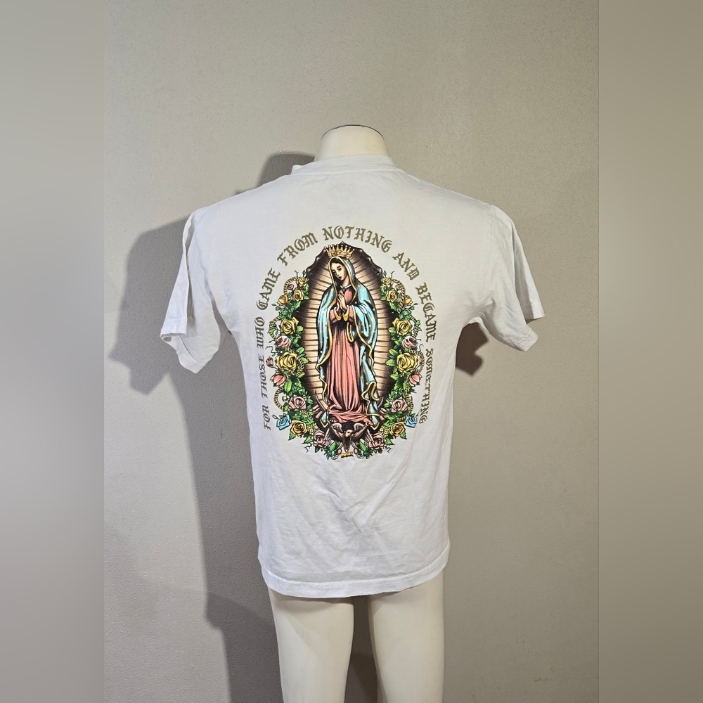 DGK Shirt Mens Medium White Our Lady of Guadalupe Virgin Mary Graphic Rose Skate